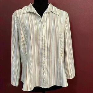 Fred David Stretch Striped Size Large Blouse